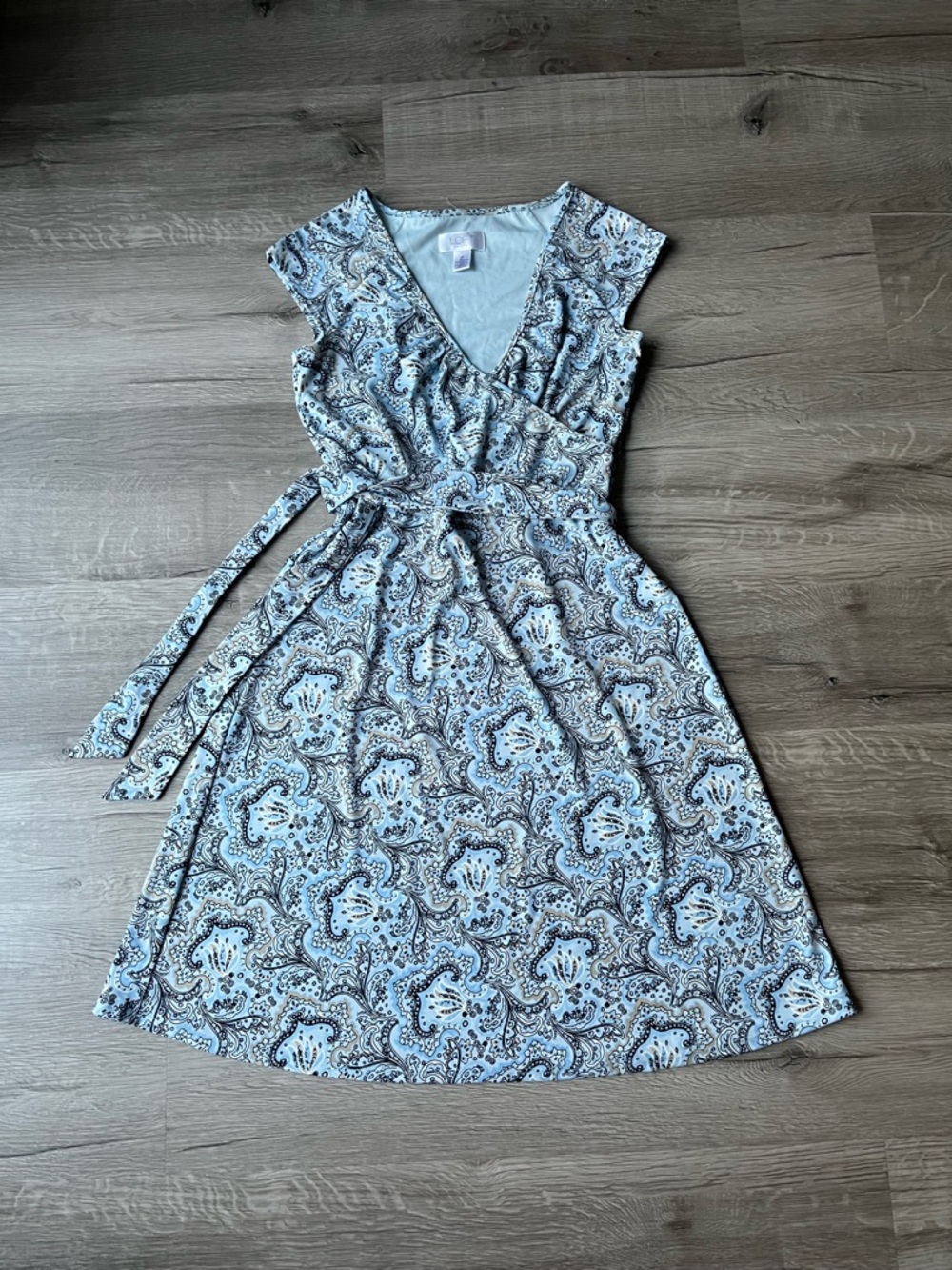 LOFT Light Blue Paisley Wrap Midi Dress